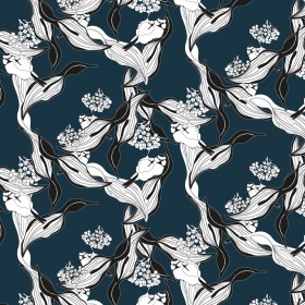 Papier peint oiseaux mésanges marine et noir et blanc
